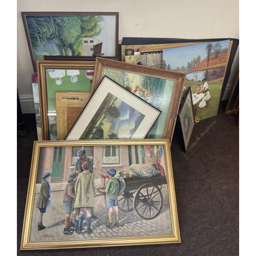 337 - Large selection of framed paintings mostly by J.J Abraham, there are approximately 30+