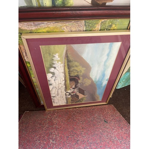 337 - Large selection of framed paintings mostly by J.J Abraham, there are approximately 30+