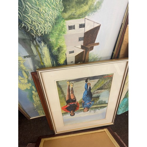 337 - Large selection of framed paintings mostly by J.J Abraham, there are approximately 30+