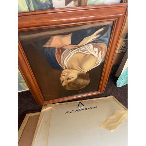 337 - Large selection of framed paintings mostly by J.J Abraham, there are approximately 30+