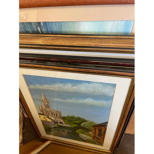 337 - Large selection of framed paintings mostly by J.J Abraham, there are approximately 30+