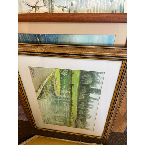 337 - Large selection of framed paintings mostly by J.J Abraham, there are approximately 30+