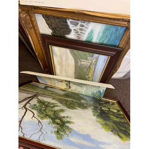 337 - Large selection of framed paintings mostly by J.J Abraham, there are approximately 30+