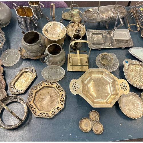 223 - Large selection of silver plated items includes tea pots, trays etc