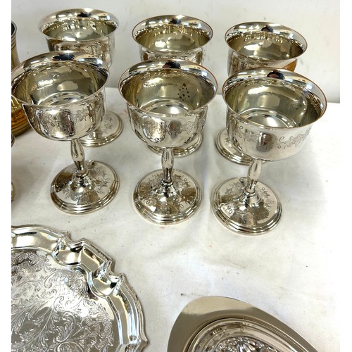 163 - Selection of silver plated items to include goblets, small tureen etc