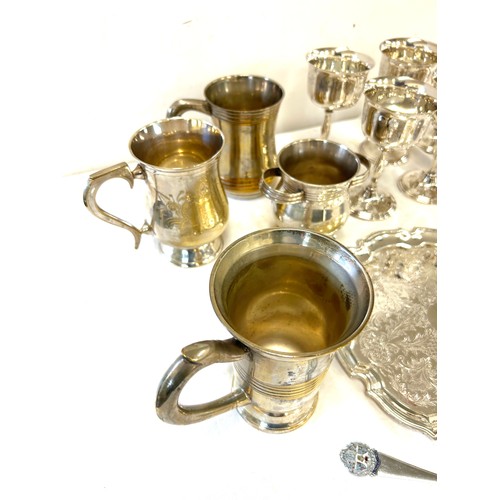 163 - Selection of silver plated items to include goblets, small tureen etc