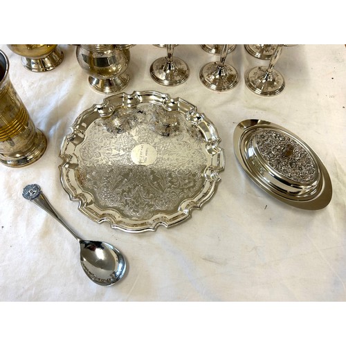 163 - Selection of silver plated items to include goblets, small tureen etc