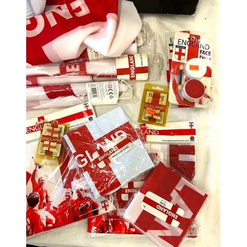 230 - Selection of England memorabilia to include flags, inflatable finger, face paint etc and a Genius ga... 