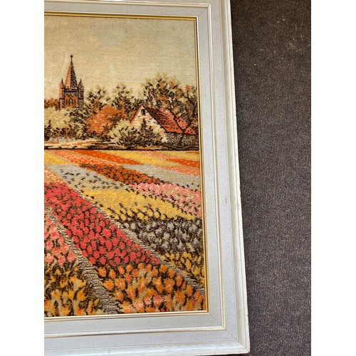 593 - Large framed embroidery measures approx 29.5 inches high by 75 inches wide