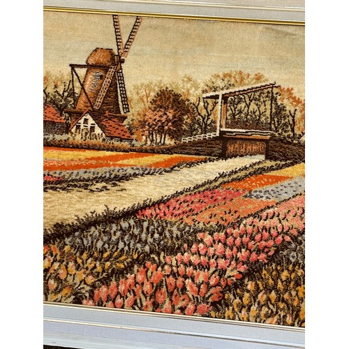 593 - Large framed embroidery measures approx 29.5 inches high by 75 inches wide