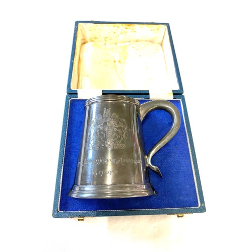 491 - Cased Royal Silver plated wedding anniversary Walker and Hall tanker