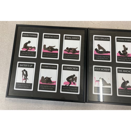 67 - Three framed erotic card prints measures approx 13 inches square