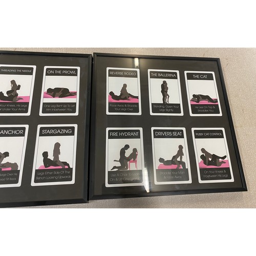 67 - Three framed erotic card prints measures approx 13 inches square