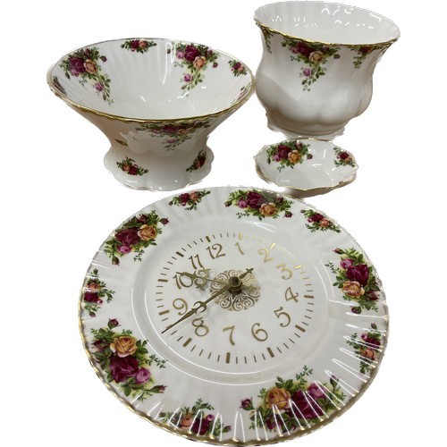 536 - Selection of Royal Albert Old Country Rose and other to include clock, jardinere, vase etc