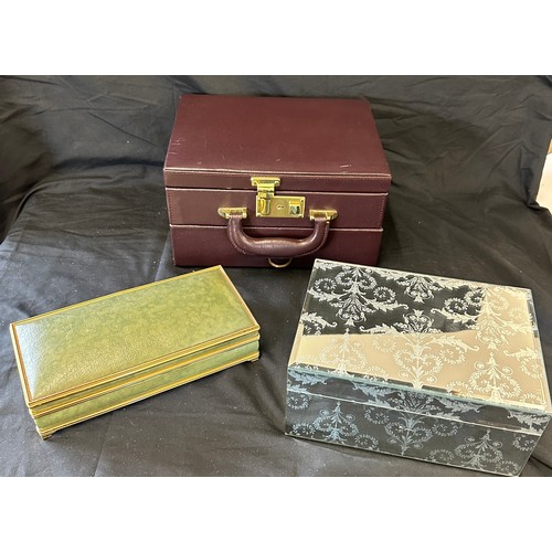 115 - Selection of 3 jewellery boxes includes glass fronted etc