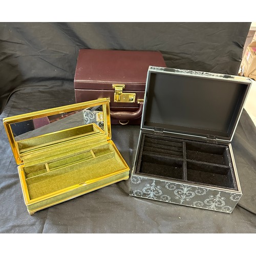 115 - Selection of 3 jewellery boxes includes glass fronted etc