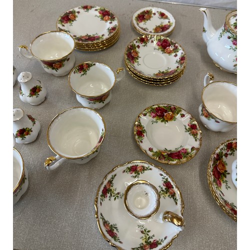 537 - Selection of Royal Albert Old Country Rose part tea service includes tea pot, cups, saucers, salt, p... 