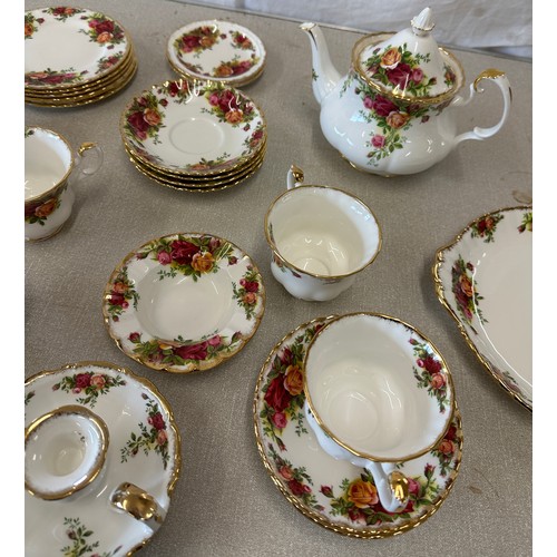 537 - Selection of Royal Albert Old Country Rose part tea service includes tea pot, cups, saucers, salt, p... 