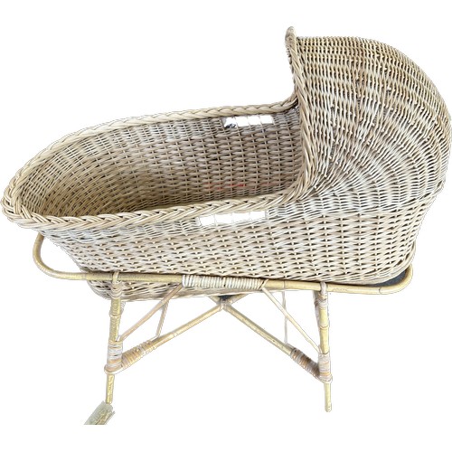 543 - Vintage wicker crib and stand