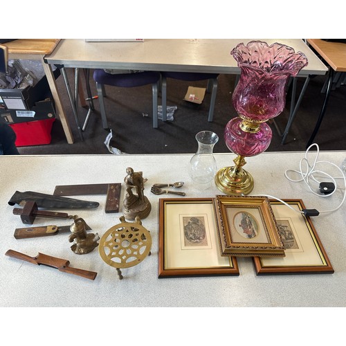 298 - Selection of miscellaneous items includes electric oil lamp, vintage tools such a stanley etc