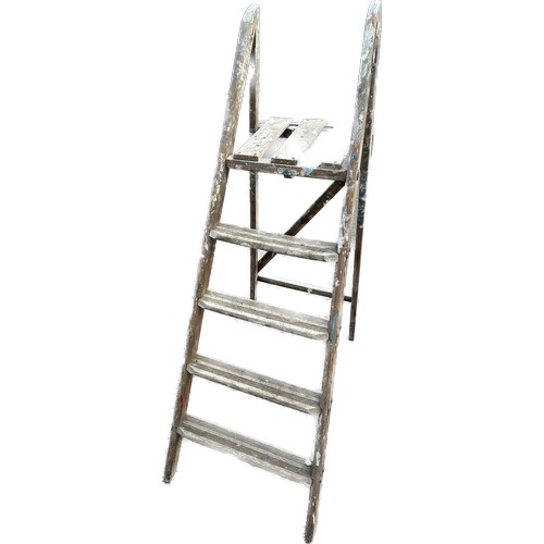 101T - Set of vintage wooden step ladders