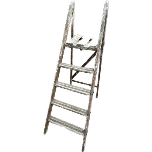 101T - Set of vintage wooden step ladders