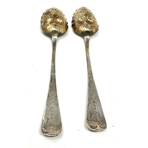 6 - 2 georgian silver berry spoons London silver hallmarks