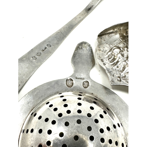 35 - Continental silver tea strainer etc