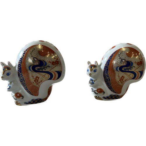 531 - Pair of Imari pattern squirrels, marked Japan to base