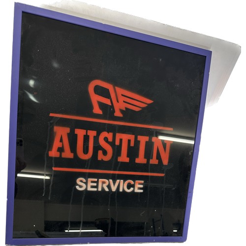 162 - Framed Austin Service sign measures approximately 27 inches tall 25 inches wide