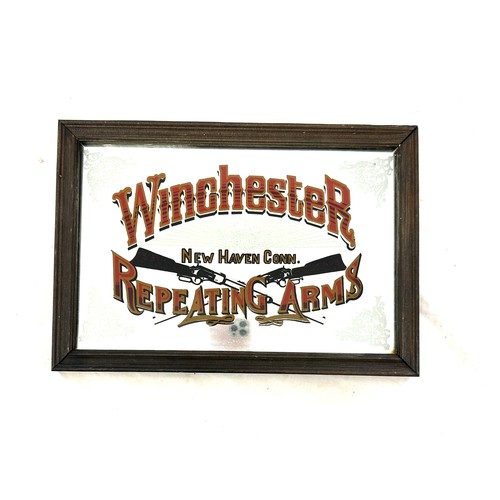 49 - Framed Advertising Winchester mirror, measures approx 13 inches by 9.5 inches