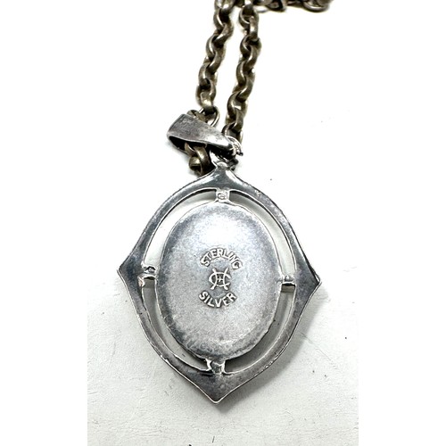 269 - .925 Antique Enamel Floral Pendant By Charles Horner, With A Silver Chain (8g)