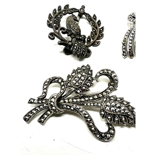 276 - 4 X .925 And .800 Silver Marcasite Set Brooches (30g)