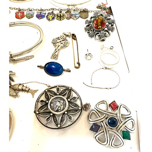 367 - Selection of silver and costume jewellery includes brooches, bracelet etc