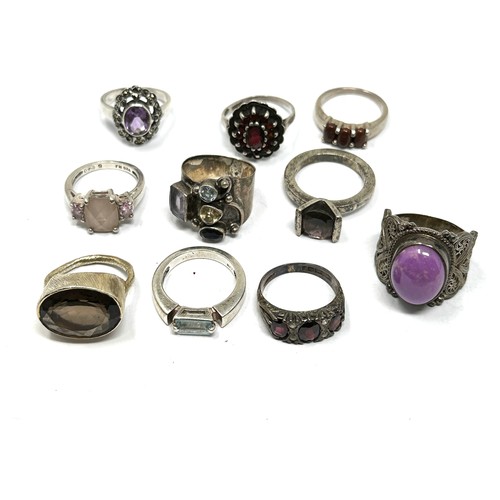 270 - 10 X .925 Gemstone Set Rings (58g)