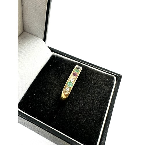 133 - 9ct gold ring set with diamond, emerald, ruby, sapphire & tourmaline (1.8g)