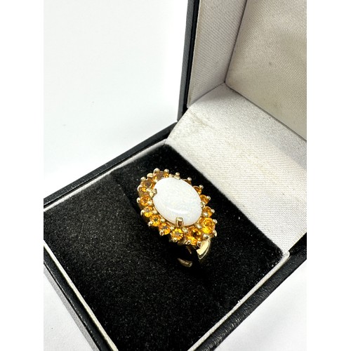 125 - 9ct gold opal & citrine  ring (3.6g)