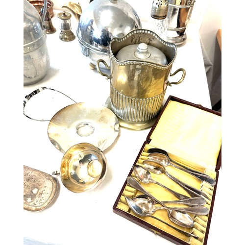 236 - Selection of silver plated items includes soda syphon, Swan electric kettle etc