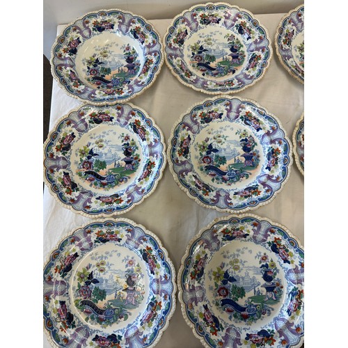 134 - Selection of Chinese sandscapes hall pottery plates and 1 bowl