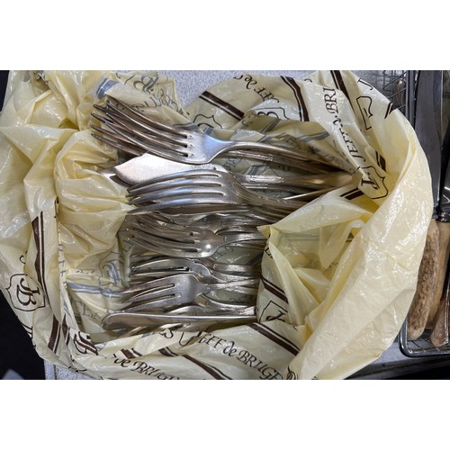 300 - Large selection of cutlery includes silver plates ware, stainless steel etc