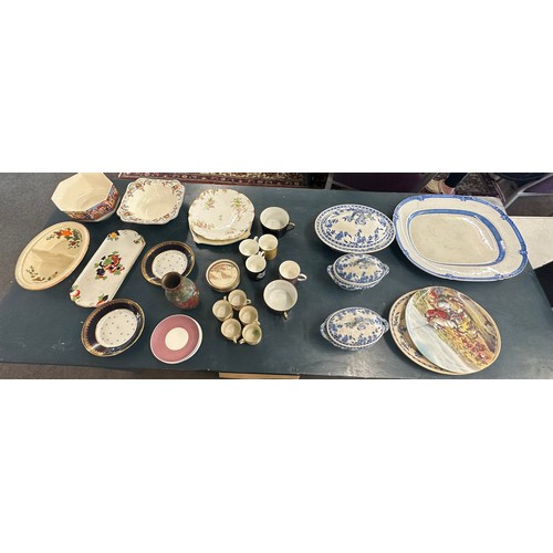 269 - Large selection of miscellaneous pottery includes tureens, meat plates, cloisonne vase etc