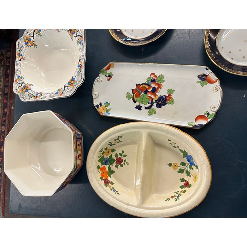 269 - Large selection of miscellaneous pottery includes tureens, meat plates, cloisonne vase etc