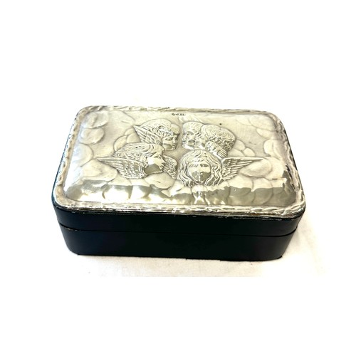 461 - Silver topped jewellery box, hallmarked, approximate measurements: Length 6 inches,, width 4 inches,... 