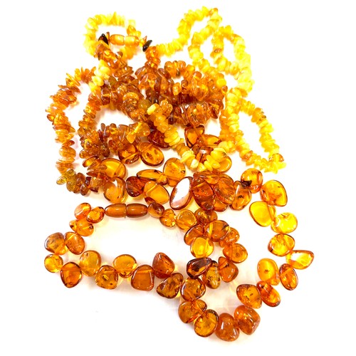 361 - Selection of amber cut necklaces, total weight 100grams