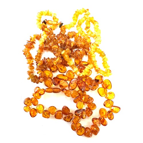 361 - Selection of amber cut necklaces, total weight 100grams