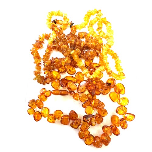 361 - Selection of amber cut necklaces, total weight 100grams