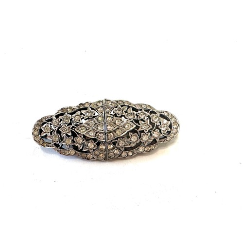 381 - Vintage ladies stone set double clip brooch