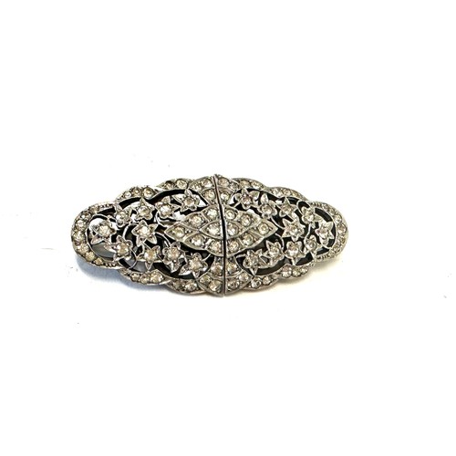 381 - Vintage ladies stone set double clip brooch