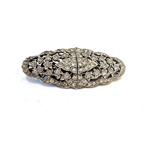 381 - Vintage ladies stone set double clip brooch