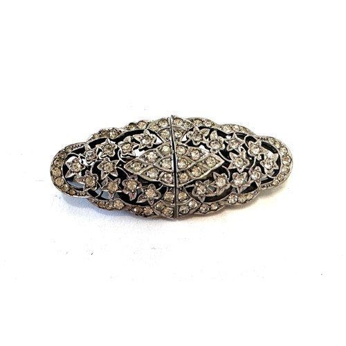 381 - Vintage ladies stone set double clip brooch